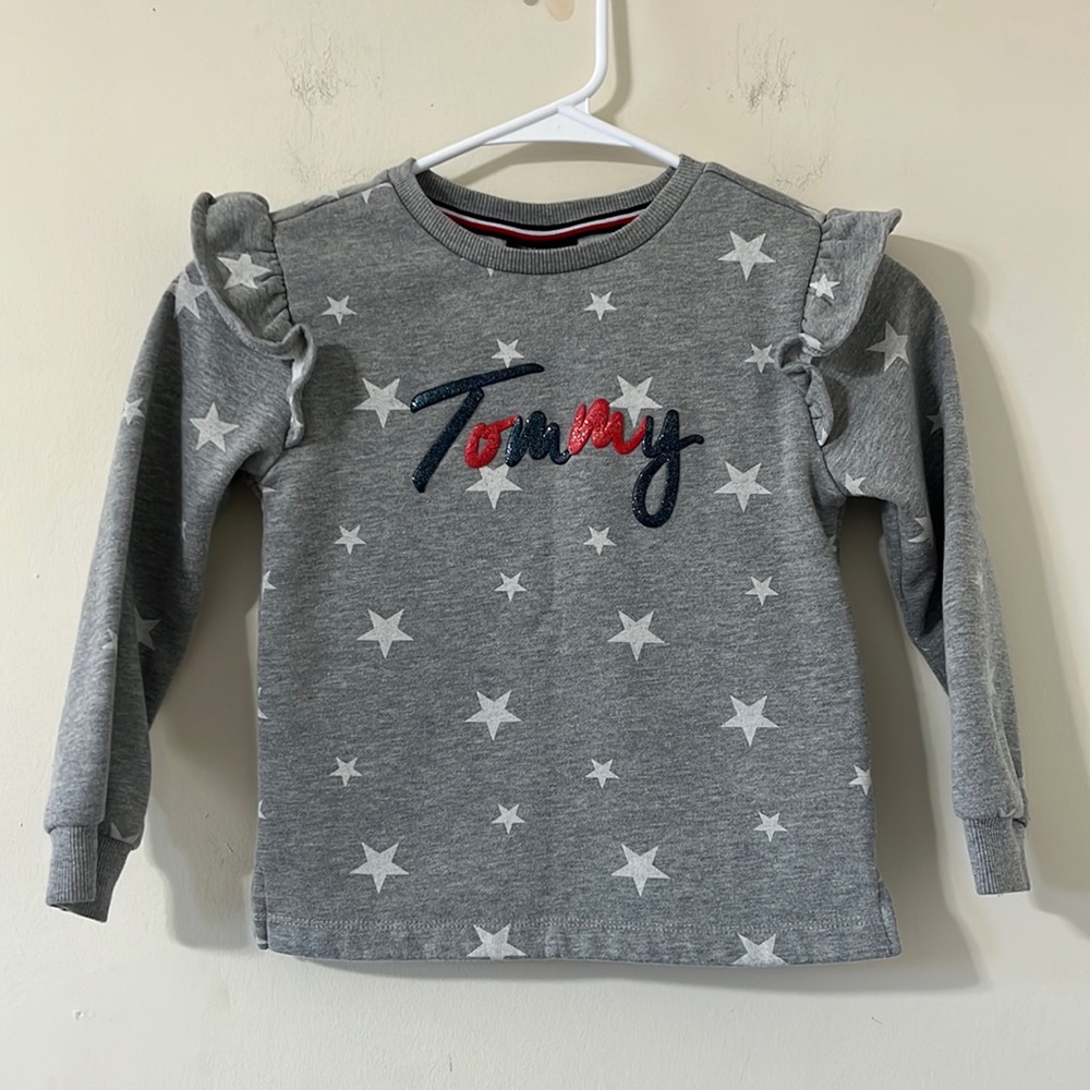 Tommy Hilfiger Little Girl’s Ruffled Sleeve Star Print Sweater Size 6